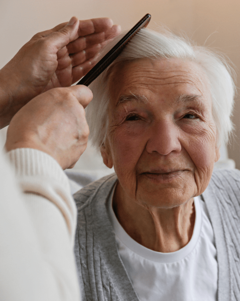 elderly woman hair