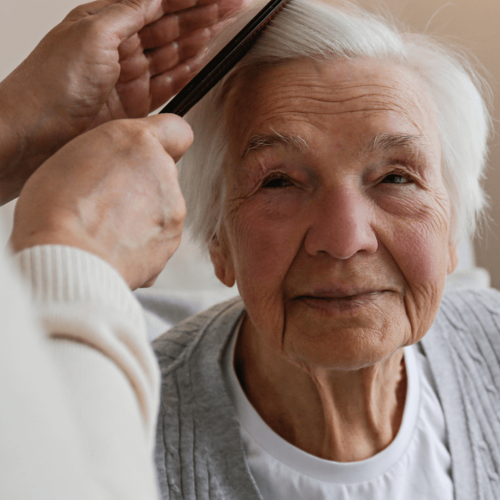 elderly woman hair