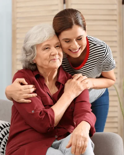 caregiver with elderly woman
